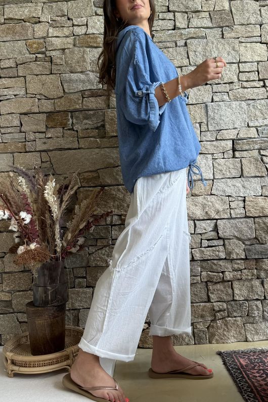 Rustic Nature Linen Blend Hippie Shake Hoodie Washed Navy